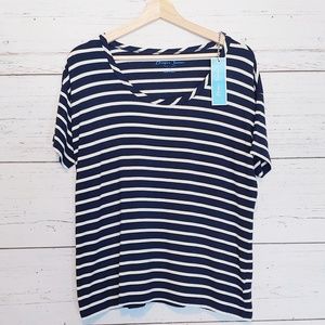Draper James Navy/White Striped Top-M
